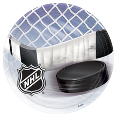 NHL Round Paper Dessert Plates, White/Blue, 7 inch, 8-ct - Pack of 2