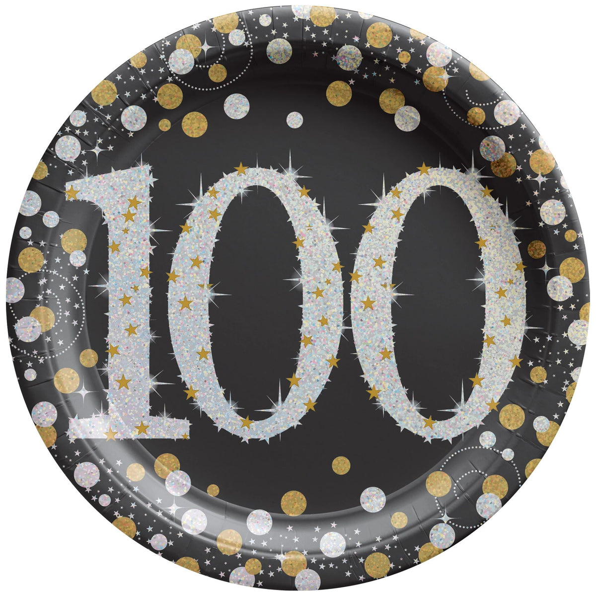 Prismatic 100th Birthday Celebration Paper Plates - 7-inch Round, 8-ct - Pack of 2