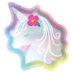 Unicorn Paper Disposable Dessert Plates, Pink/White, 7-inch, 8-ct - Pack of 12