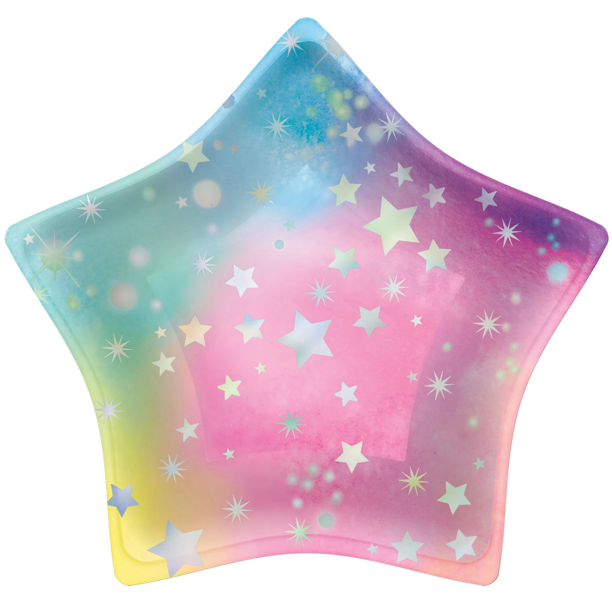 Luminous Star Paper Dessert Plates, Blue/Yellow/Pink, 7-inch, 8-ct - Case of 48