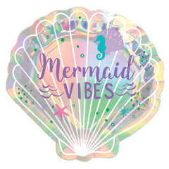 Mermaid Vibes Shell Dessert Paper Plates, Iridescent Purple, 7-inch, 8-ct - Pack of 2