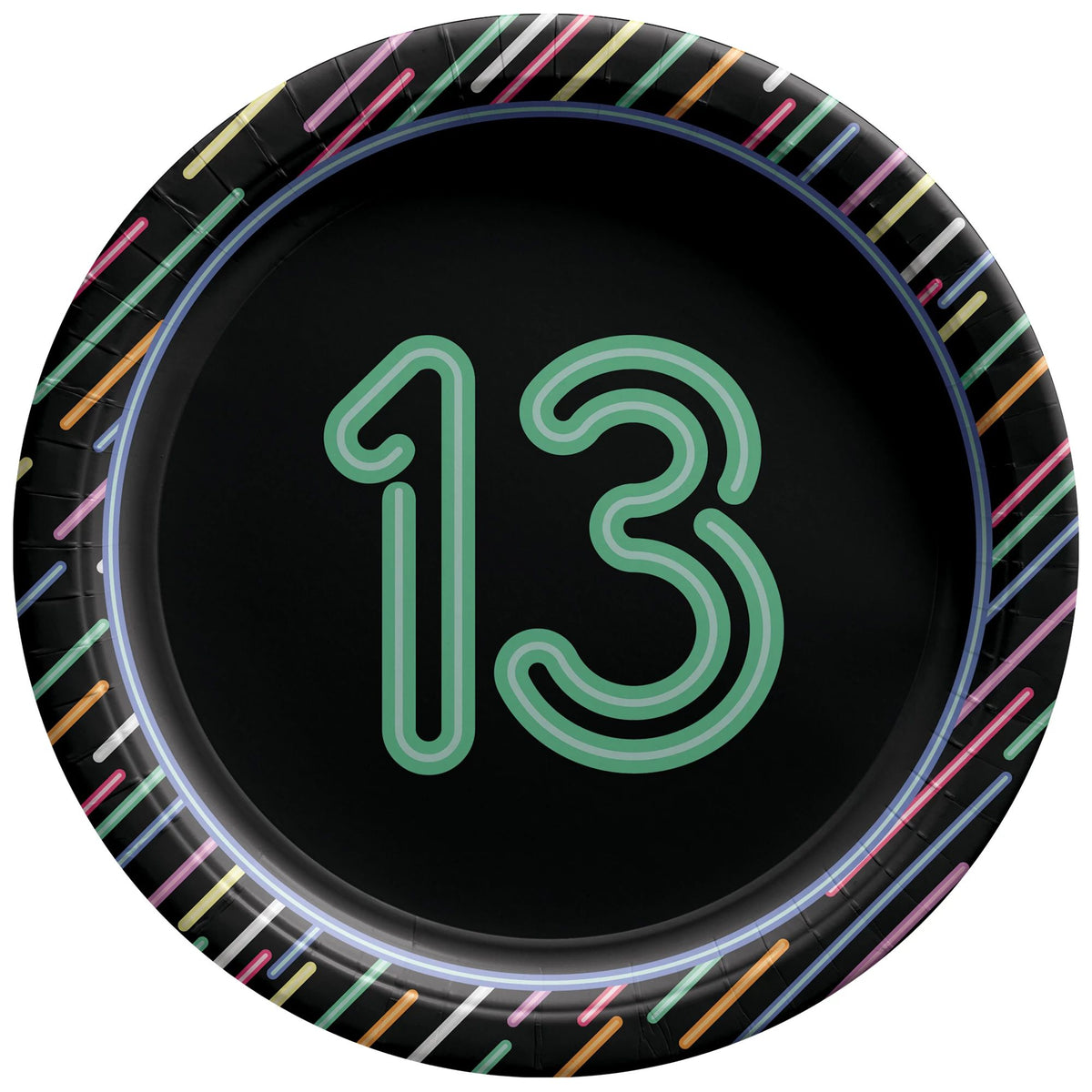 Neon Light 13th Birthday 7-inch Round Paper Plates, 8-ct - Pack of 2