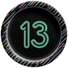 Neon Light 13th Birthday 7-inch Round Paper Plates, 8-ct - Pack of 12