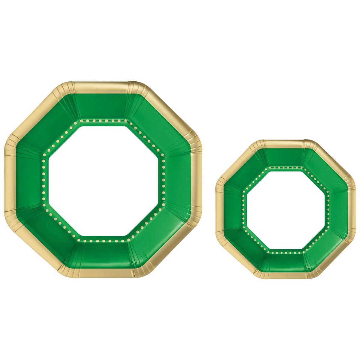 Festive Green Premium Octagonal Paper Plates Multipack, 7.5-in & 10-in, 20-pcs - Pack of 4