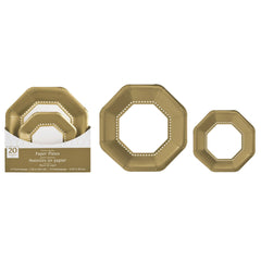 Gold Premium Octagonal Paper Plates Multipack, 7.5-in & 10-in, 20-pcs - Case of 12