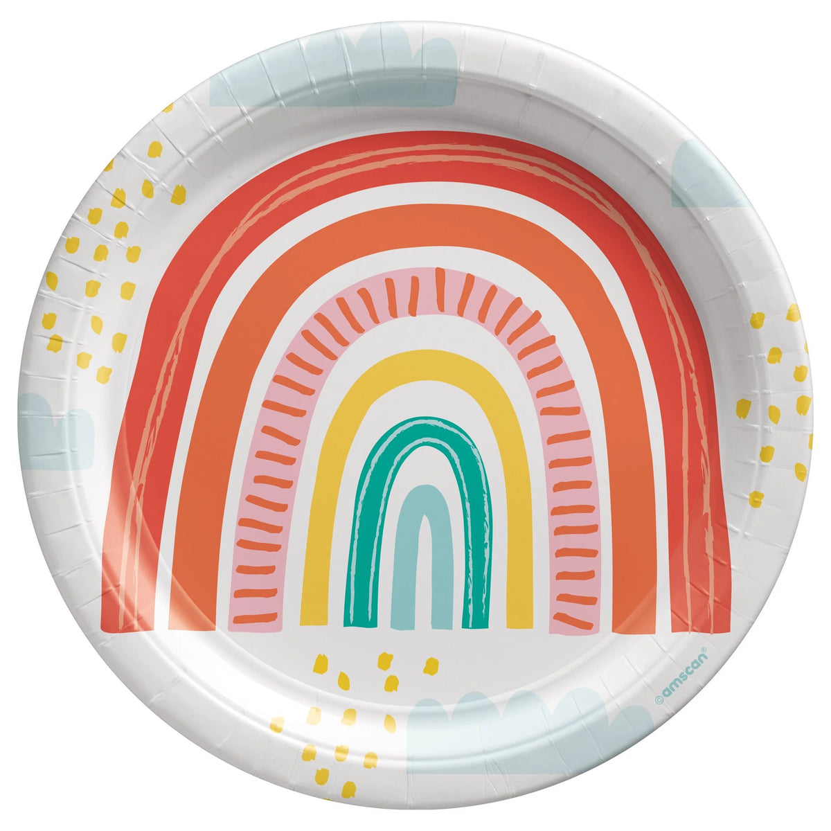 Retro Rainbow Round Paper Plates, 9-inch, 8-ct - Pack of 12