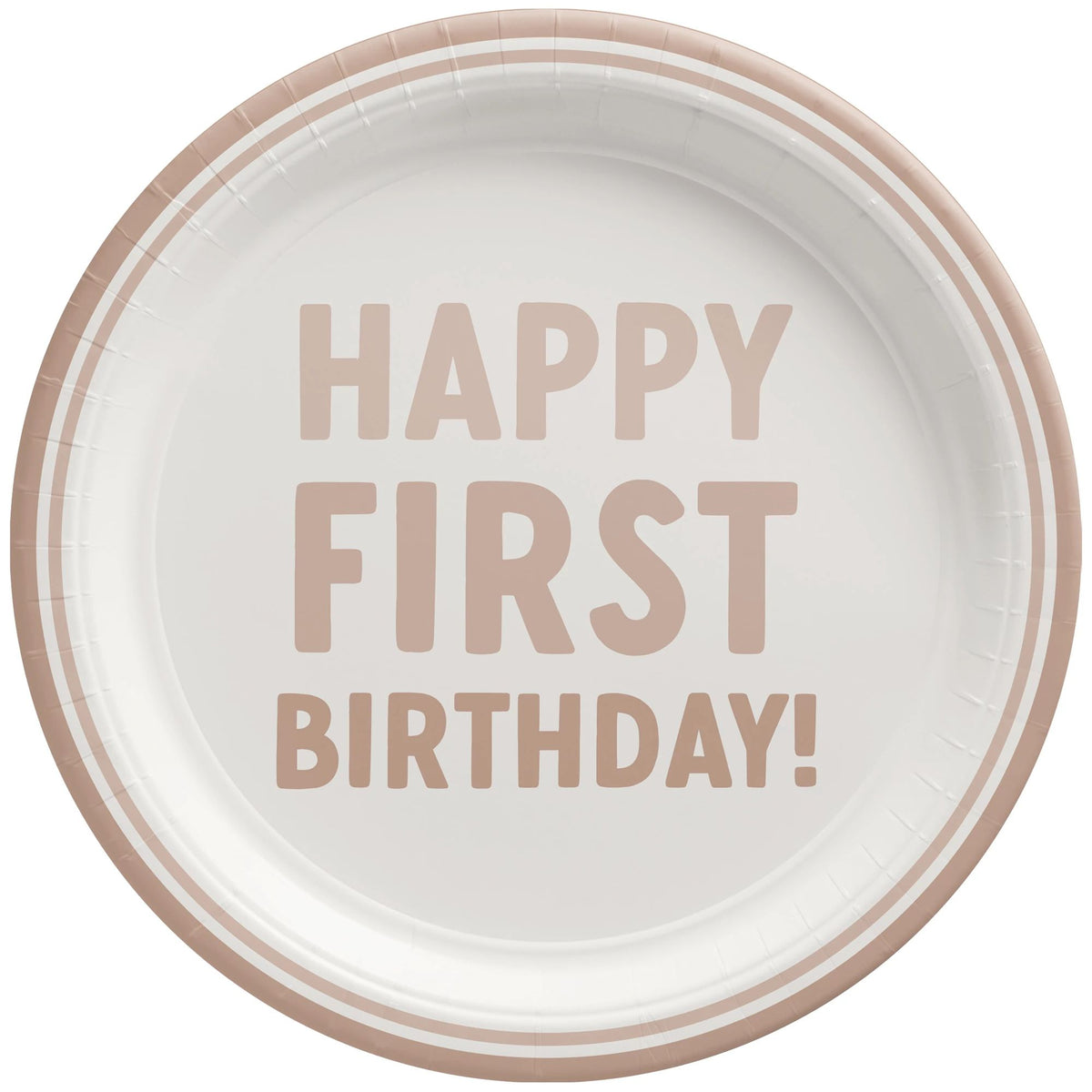 1st Birthday Paper Dinner Plates, Beige/White, 9-inch, 8-ct - Pack of 2