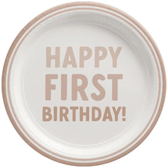 1st Birthday Paper Dinner Plates, Beige/White, 9-inch, 8-ct - Pack of 2