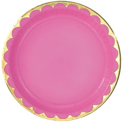 Bright Pink 6.75-inch Metallic Paper Plates, 8-ct - Case of 72