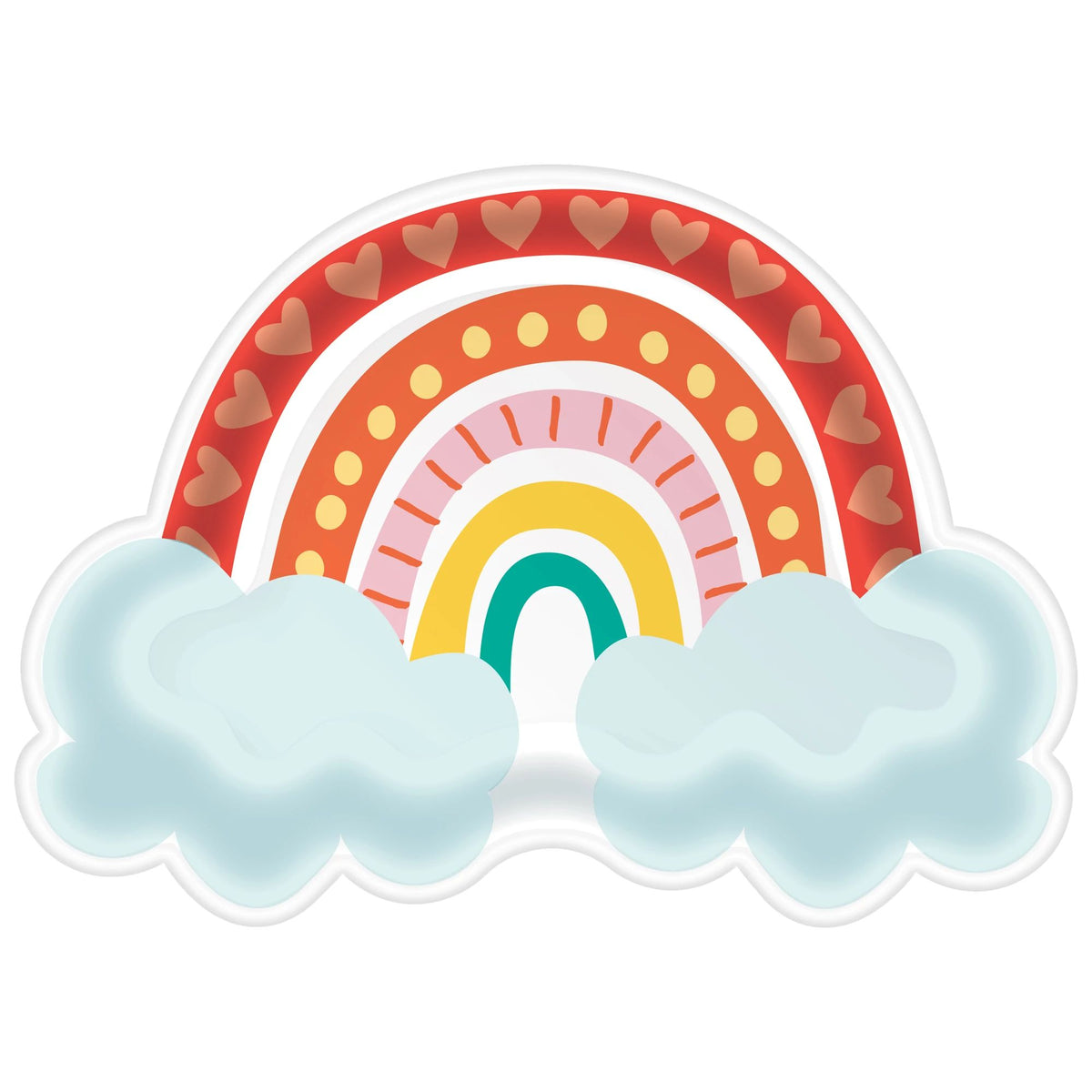 Retro Rainbow Shaped Paper Dessert Plates, 7 inch, 8-ct - Pack of 12