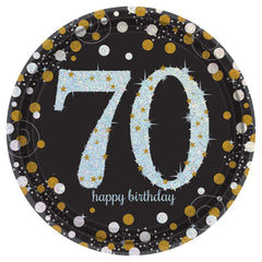 70th Birthday Sparkling Celebration Prismatic 9-inch Paper Plates, 8-ct - Pack of 2