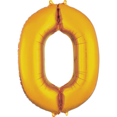 Gold Number 0 Foil SuperShape Balloon - Pack of 5