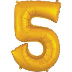 Gold Number 5 Foil Supershape Balloon - Pack of 5