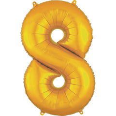 Gold Number 8 Foil SuperShape Balloon - Pack of 5
