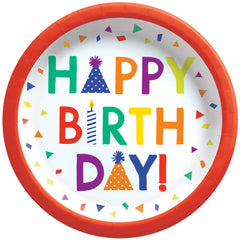Confetti Time Round Paper Plates, 8.5-inch, 8-ct - Case of 54