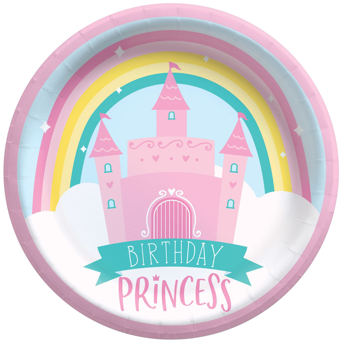 Princess Castle Birthday Party Paper Plates - 8.5-inch Round, 8-ct - Pack of 2