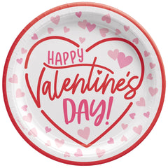 Valentine's Day Heart Design 9-inch Round Paper Plates, 8-ct - Pack of 2