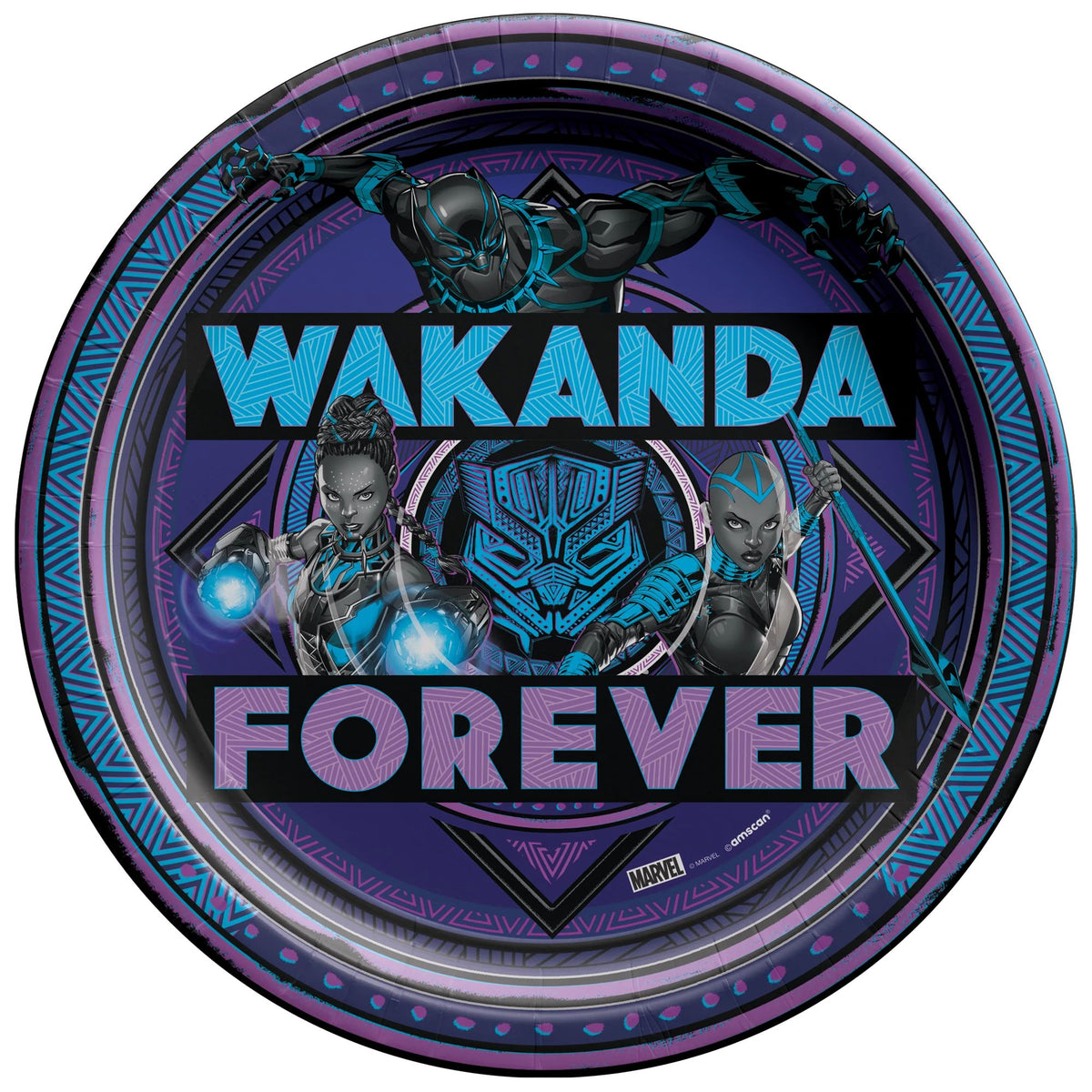 Marvel Black Panther Wakanda Forever, 9-inch, 8-ct Paper Plates - Pack of 6