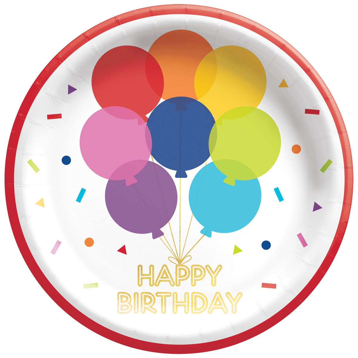 Rainbow Balloon Birthday Paper Plates - 8.5-inch (8 Count) - Pack of 6