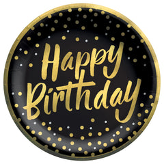 Elegant Confetti Birthday Paper Plates - 8.5-inch (8 Count) - Pack of 2