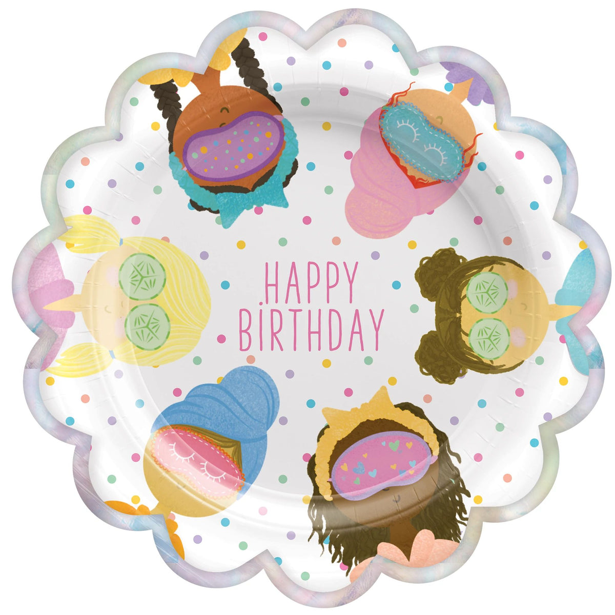 Spa Party Round Paper Plates, Multi-Color, 9-inch, 8-ct - Case of 48