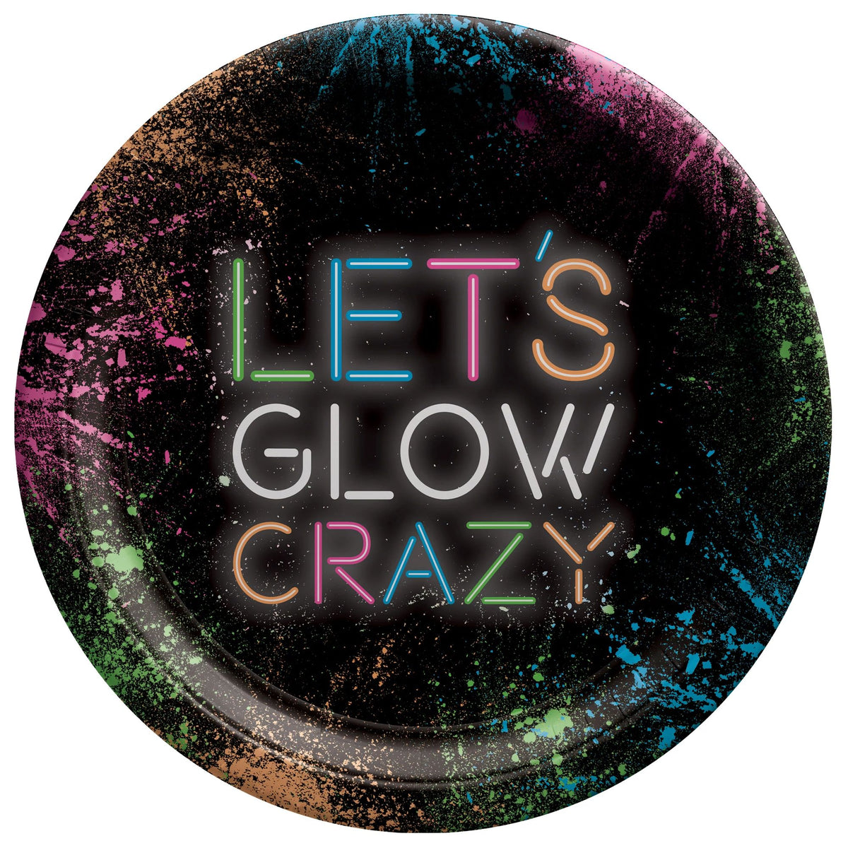 Let's Glow Crazy 9-Inch Iridescent Party Paper Plates, 8-ct - Pack of 2