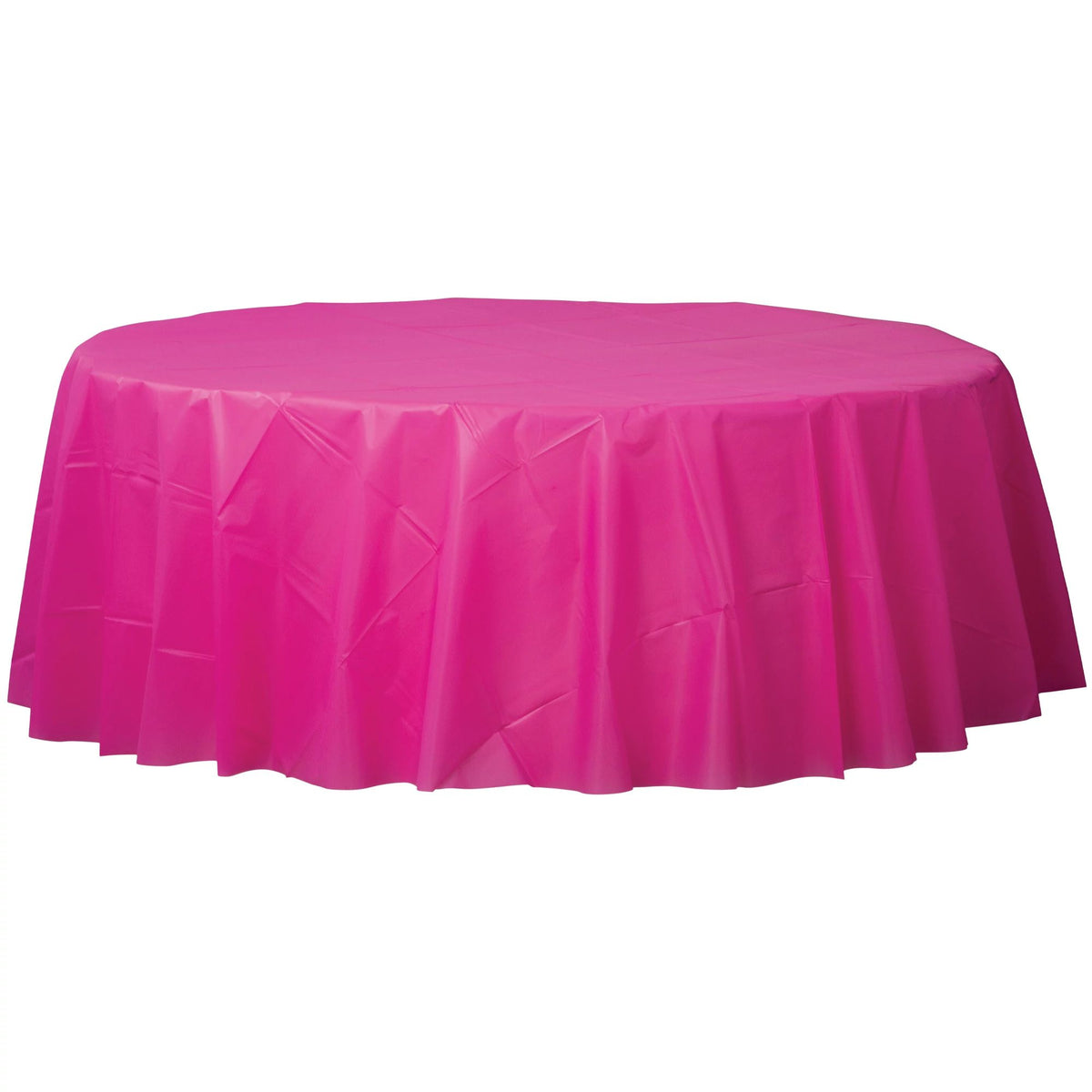 Bright Pink Flannel Backed Round Table Cover - 84 Inches - Case of 36