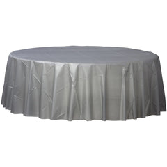 Elegant Silver Flannel Backed Round Table Cover - 84 - Pack of 2