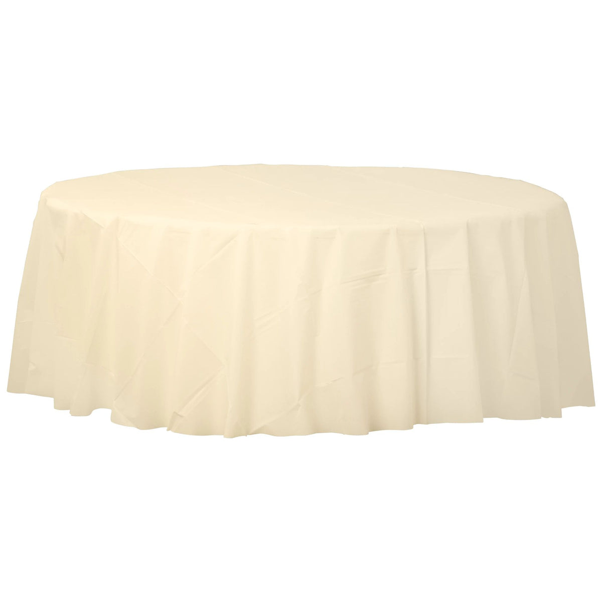 Vanilla Creme Round Flannel Back Table Cover - 84 Inch - Pack of 2