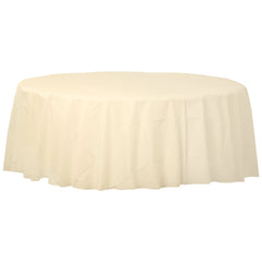 Vanilla Creme Round Flannel Back Table Cover - 84 Inch - Pack of 2