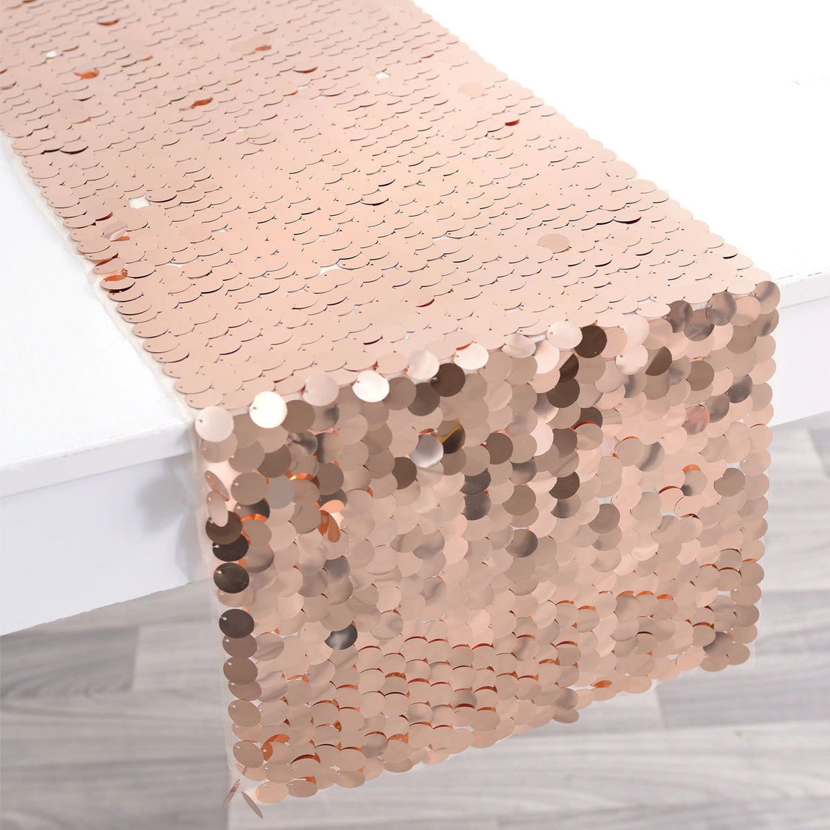 Blush Rose Gold Sequin Table Runner, 13-inch x 6-ft - Pack of 3