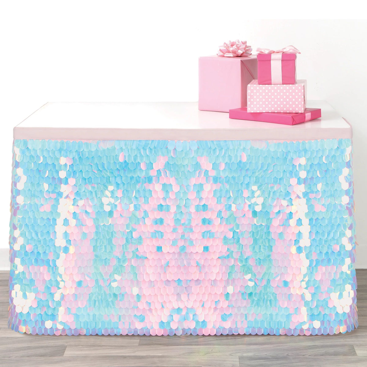 Luminous Sequin Table Skirt, Pink/Blue, 6-foot - Case of 12