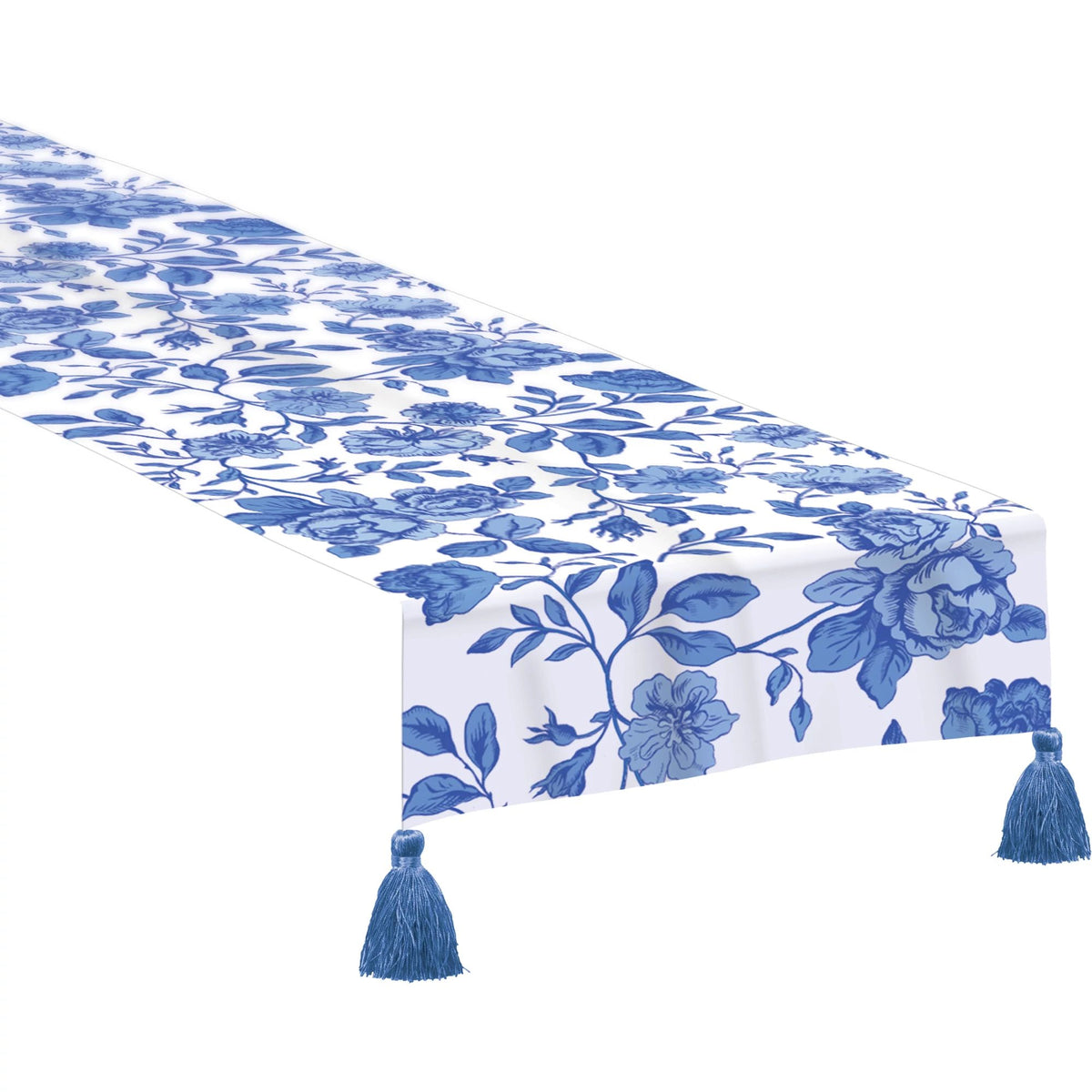 Blue Regency Floral Fabric Table Runner - Pack of 3