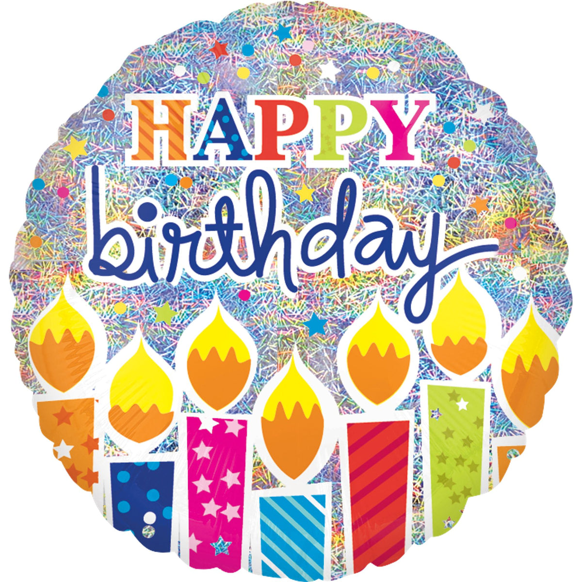 18-Inch Holographic Happy Birthday Foil Balloon - Pack of 5