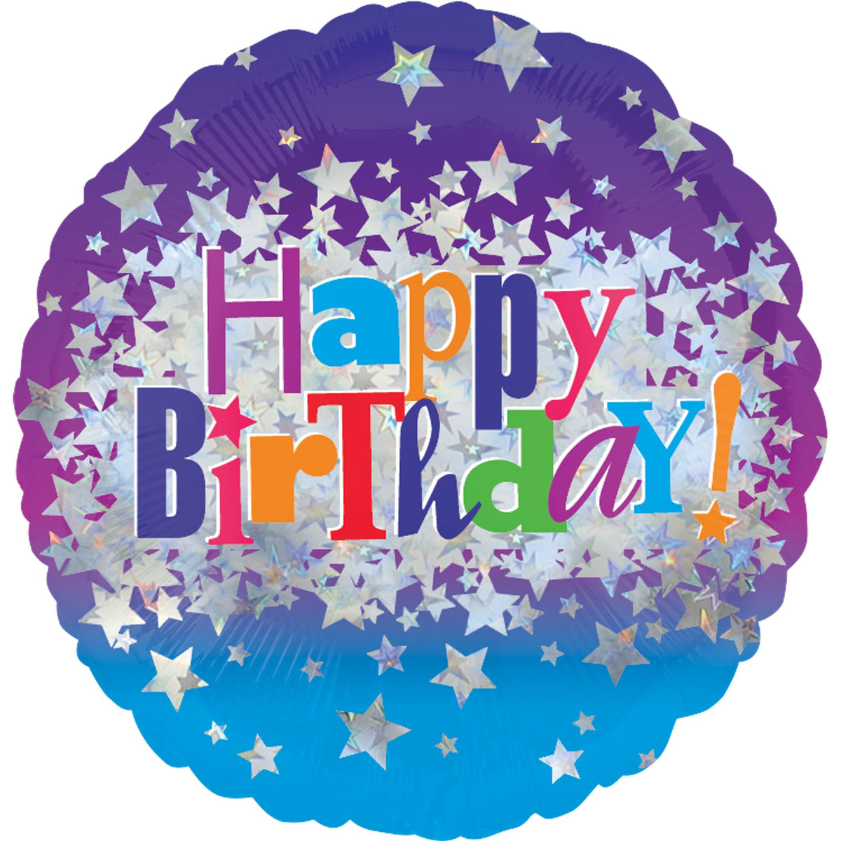 18-inch Holographic Happy Birthday Foil Balloon - Pack of 10