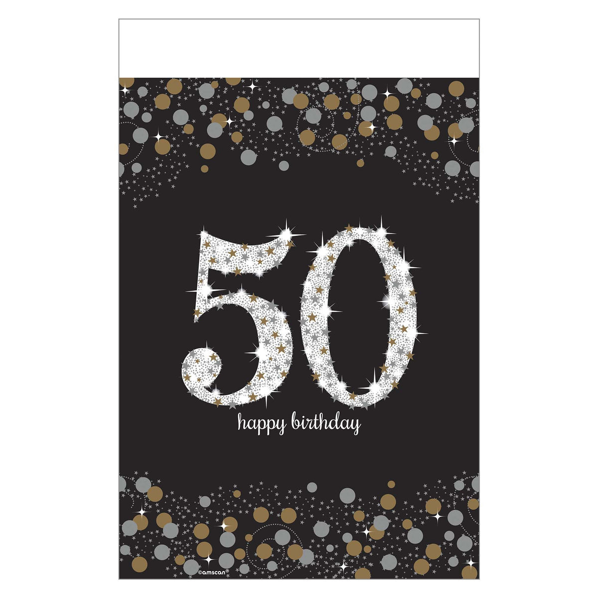 Sparkling Celebration 50th Birthday Plastic Table Cover - Pack of 12