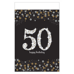 Sparkling Celebration 50th Birthday Plastic Table Cover - Pack of 12