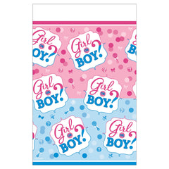 "Girl or Boy?" Rectangle Plastic Table Cover, Blue/Pink, 54x102-inch - Pack of 12