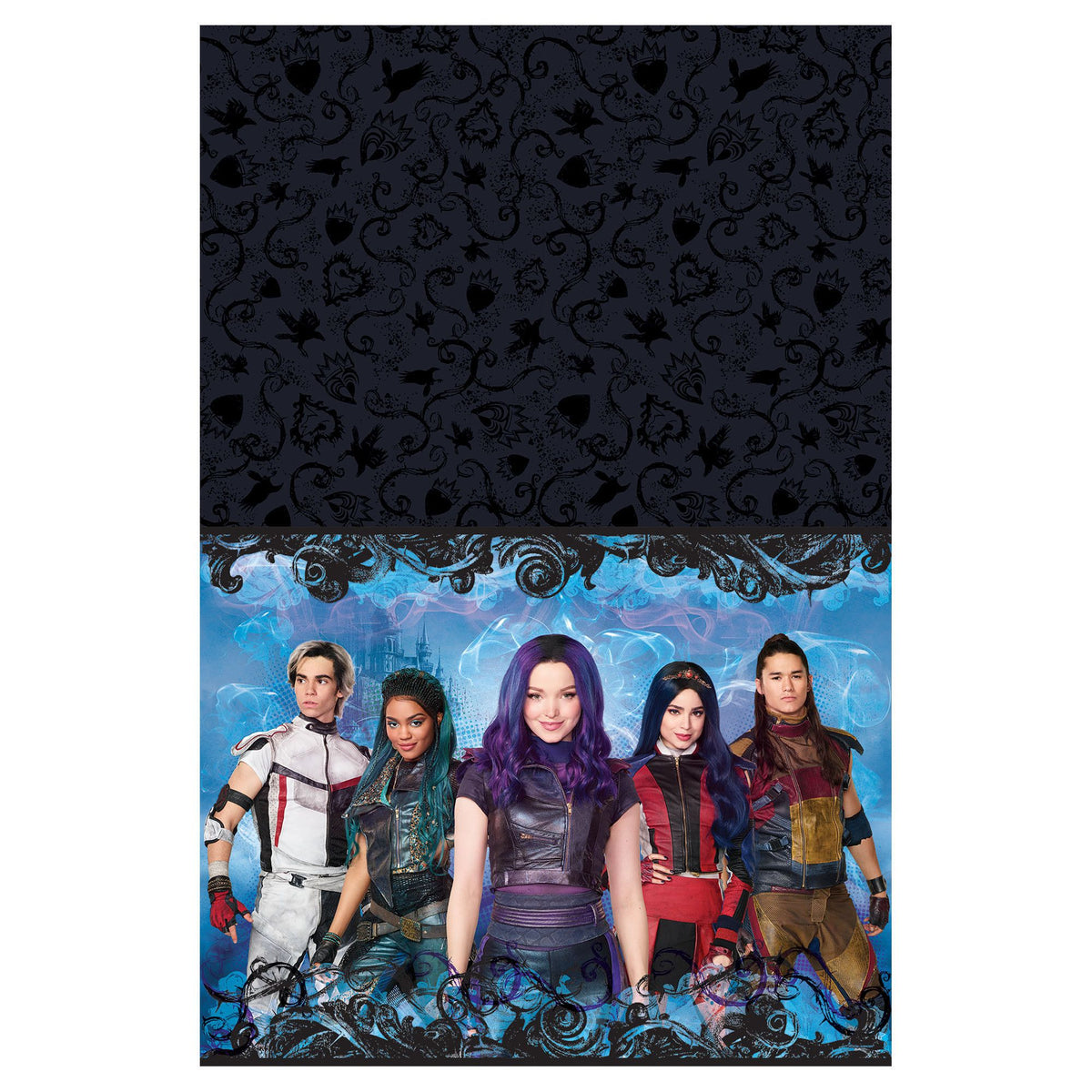 Disney Descendants Plastic Table Cover, Black/Blue, 54x96 inch - Pack of 6