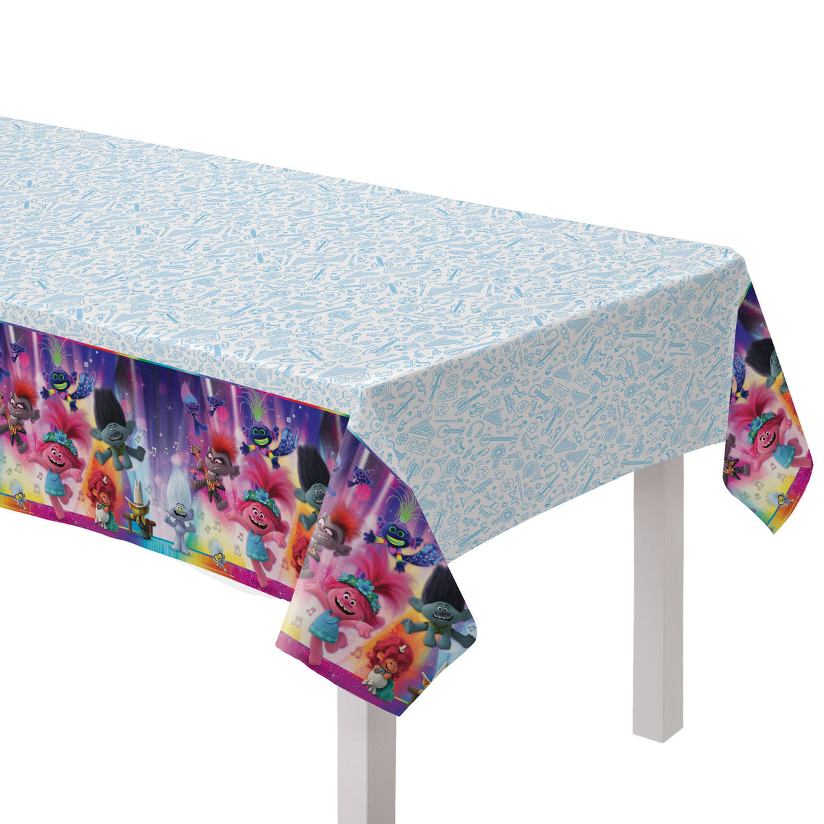 Trolls Reusable Plastic Table Cover, Blue/Purple, 54x96-inch - Case of 96