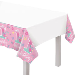 Butterfly Garden 1st Birthday Plastic Table Cover - Pack of 12