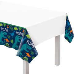 Dino-Mite Plastic Table Cover for Birthday Celebrations - Pack of 12