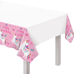 Enchanting Unicorn Birthday Plastic Table Cover - Case of 108