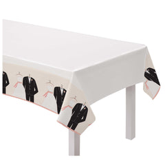Elegant Wedding Attire Plastic Table Cover - Pack of 6