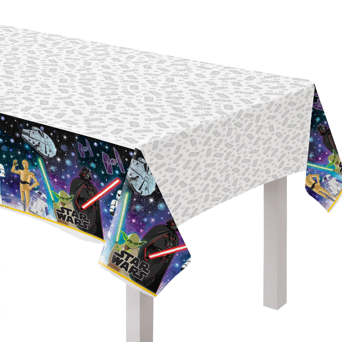 Star Wars Galaxy of Adventures Plastic Table Cover, 54x96 inch, Black/Purple - Case of 96