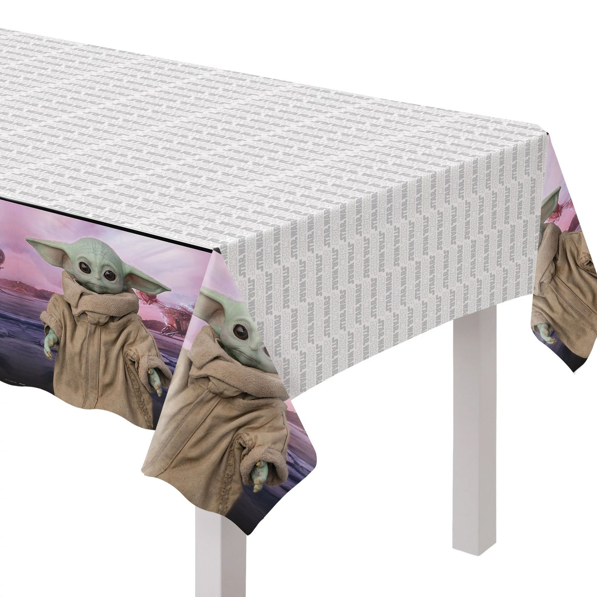 Star Wars The Mandalorian Plastic Table Cover, White/Brown, 54x96-inch - Pack of 12