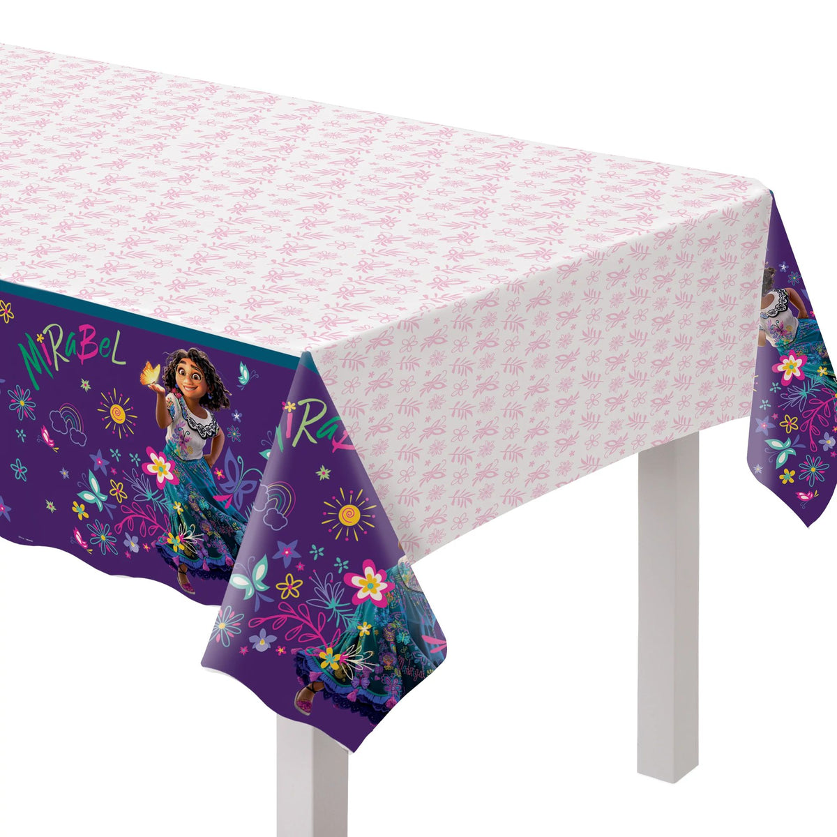 Disney Encanto Mirabel Plastic Table Cover, White/Purple, 54x96-inch - Pack of 12
