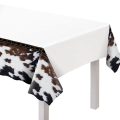 Western Plastic Reusable Table Cover, Black/Brown/White, 54x102-in - Pack of 6