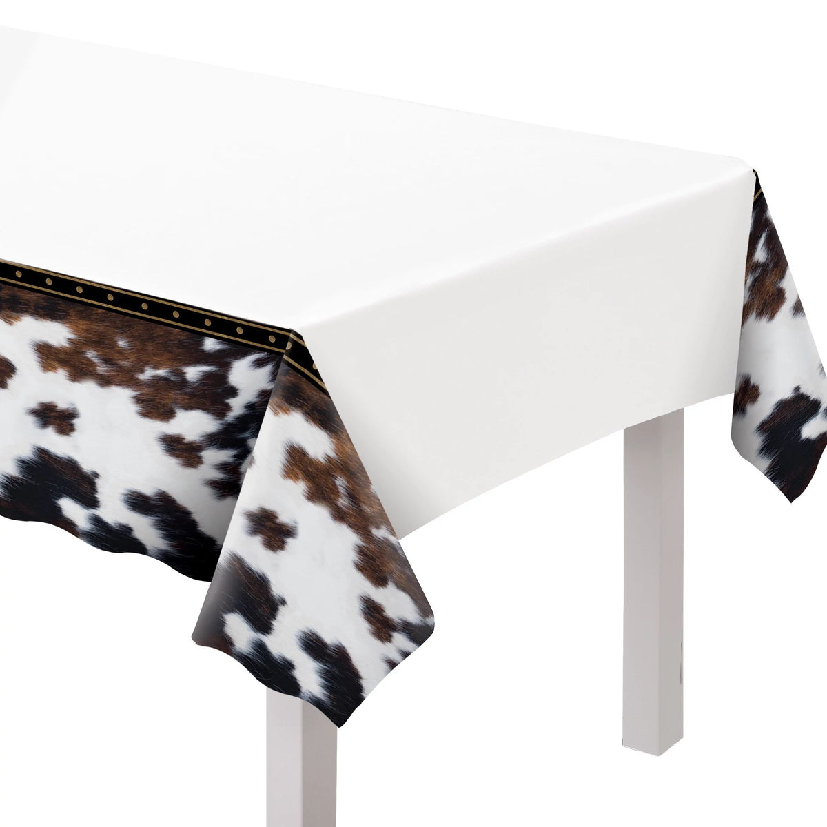 Western Plastic Reusable Table Cover, Black/Brown/White, 54x102-in - Pack of 12