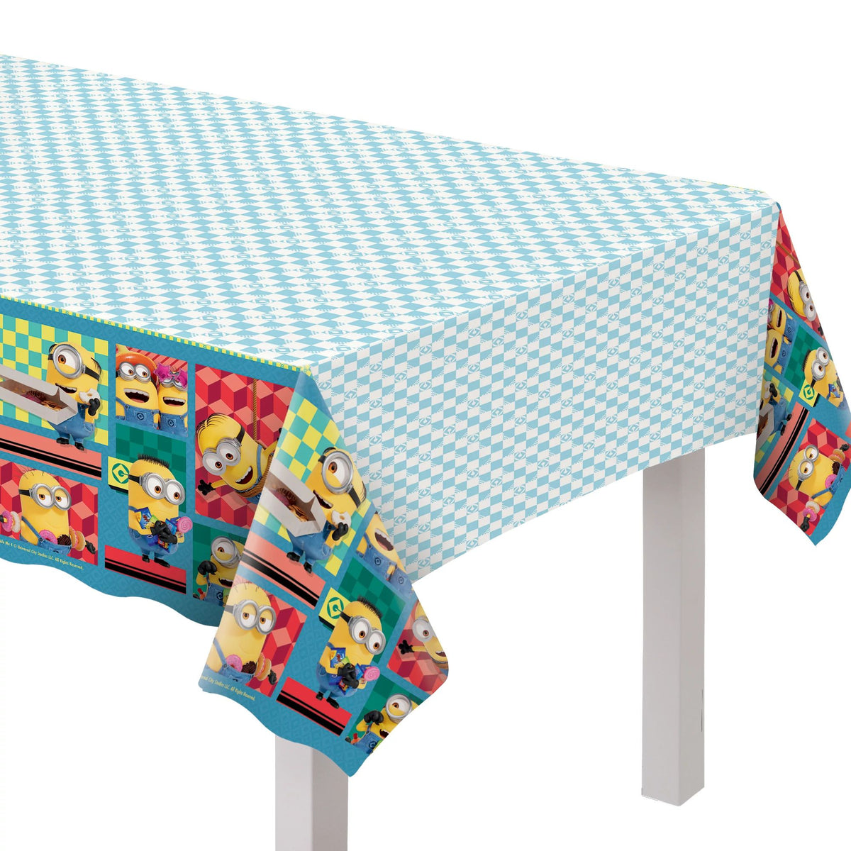 Despicable Me Plastic Table Cover, Blue/Red/Yellow, 54 inch x 96 inch - Case of 96
